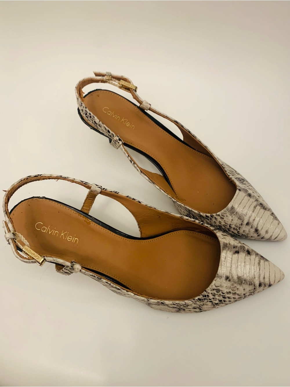 Calvin Klein Snakeskin Slingbacks Size 8.5